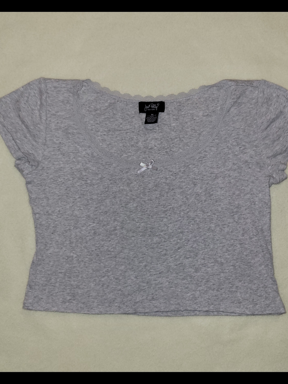Soft Gray Cropped Scoop Neck Top From Just Polly